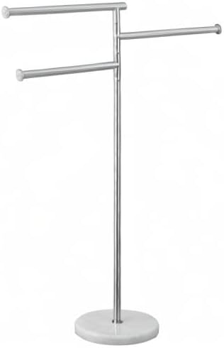 KES Free Standing Towel Racks for Bathroom with Weighted Marble Base, 40-Inch Floor Standing Towel Rack Stand, 3 Swivel Bars, Premium 18/8 Stainless Steel Brushed Finish, BTH219-2