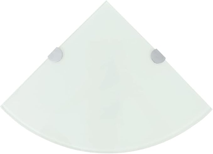 Corner Shelf Floating Wall Mount 9.8 x 9.8 Inch White Tempered Glass Triangular Storage Rack for Bathroom Kitchen Living Room Display