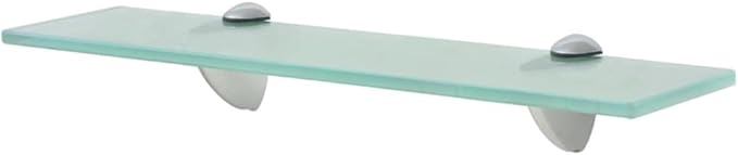 Floating Wall Shelf, 15.7 x 3.9 Inch Clear Tempered Glass Shelf, Modern Floating Display Rack with Zinc Alloy Brackets for Bathroom, Living Room, Bedroom Storage