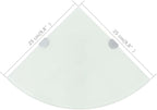 Corner Shelf Floating Wall Mount 9.8 x 9.8 Inch White Tempered Glass Triangular Storage Rack for Bathroom Kitchen Living Room Display