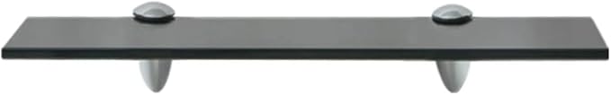 Floating Shelf Set of 2, 15.7-inch Matte Black Tempered Glass Wall Shelves, Modern Minimalist Display Shelves for Living Room, Bedroom, Bathroom, Heavy Duty 22 lbs Capacity