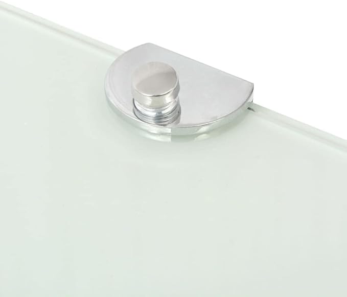 Corner Shelf Wall Mounted 13.8x13.8 Inch, Tempered Glass Floating Shelf with Chrome Supports for Bathroom Kitchen, White Modern Decorative Storage for Plants Books