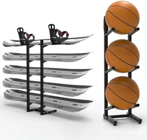 Snowboard Storage Rack,Floor-Standing ski Storage Rack, Home Gym Storage Rack, Sample Board Display Rack, Exercise mat Storage Rack (Black 35x25x84 cm/14x10x33 in)