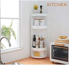 Multifunction Bathroom Kitchen Corner Locker Cosmetic Storage Rack Cabinet Storage Shelf Rotating Triangle Shelf