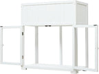 Patio 35.4''x17.7''x37.4'' Mini Wood Cold Frame, Compact 2 Doors Garden Greenhouse with Wheels, Raised Bed with Liner for Indoor Outdoor Use (White)