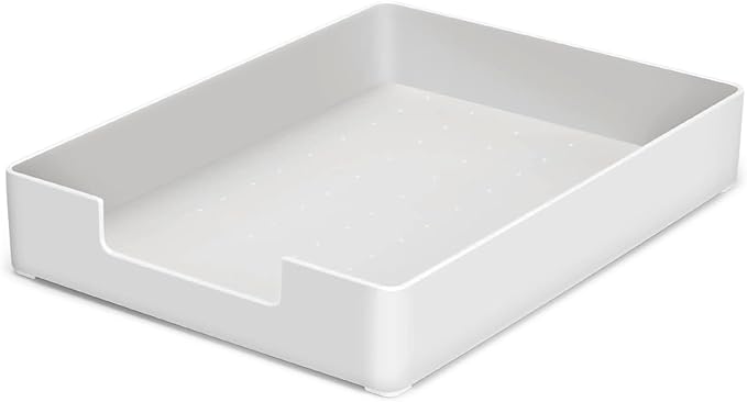 Letter-Size Tray, Desk Drawer Organizer, A4 Plastic Paper Tray, Plastic Paper Holder File Organizer for Office, School, Home Storage (White)