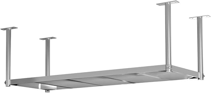 XPLKQXE Stainless Steel Ceiling Shelf, Hanging Industrial Ceiling Mount Storage Rack, Kitchen Wall Mounted Plant Stand/Wall Decor for Bar Cafe Kitchen(Silver-1lay,90x40x120cm)