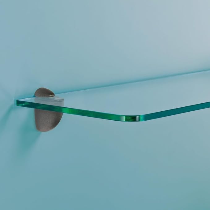 Glass Shelves - Tempered Safety Glass Shelves for Bathroom, Choose Over 20 Shelf Brackets and Multiple Shelf Sizes - Jam Style - 23.6 x 4.7 in - Anthracite Clip