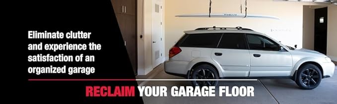 HARKEN Hoister Lightweight Cargo Carrier Overhead Garage Storage 4-Point Hoist System for 60lb Carriers, Kayaks, Canoes, Surf & Paddle Boards, Storage (60lb Capacity, 10ft Ceiling), Model 7801