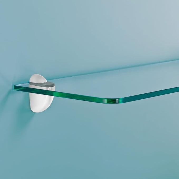 Glass Shelves - Tempered Safety Glass Shelves for Bathroom, Choose Over 20 Shelf Brackets and Multiple Shelf Sizes - Jam Style - 23.6 x 7.9 in - Chrome Clip