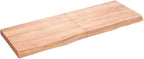 vidaXL Solid Wood Bathroom Countertop, Versatile Light Brown Oak Top for Bathroom Vanity or Desk, Handmade Live Edge