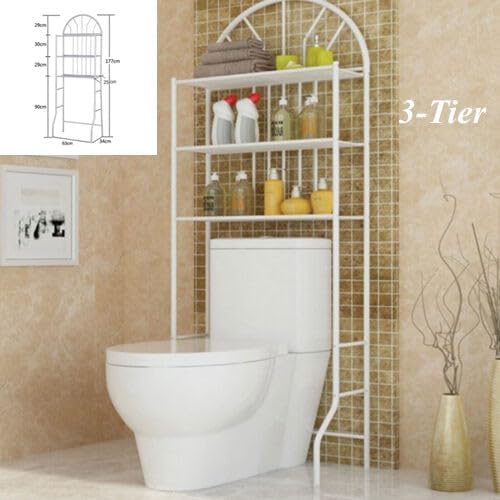 MOCHAG Over The Toilet Storage Shelf, 3-tier Over Toilet Bathroom Organizer Rack, 66lbs Load Capacity, Freestanding Space Saver Bathroom Storage Shelves for Home Bathroom Laundry, 24.8*13.4*69.7in