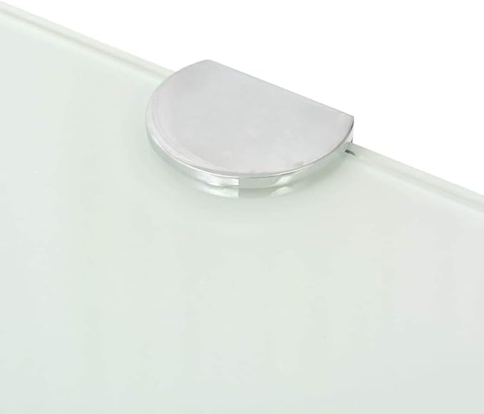 Corner Shelf Wall Mounted 13.8x13.8 Inch, Tempered Glass Floating Shelf with Chrome Supports for Bathroom Kitchen, White Modern Decorative Storage for Plants Books