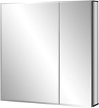 Fundin Black Aluminum Medicine Cabinet 24 x 24 Inch Recessed or Surface Mount, with Double Door and Adjustable Shelves.