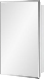Bathroom Medicine Cabinet with Beveled Edge Mirrored Door 15 x 24 inch, Recessed or Surface Mount, with Adjustable Glass Shelves