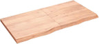 vidaXL Bathroom Countertop in Light Brown Solid Oak Wood with Varnish Finish - 47.2"x23.6"x(0.8"-1.6") Size