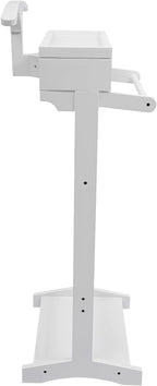 Wood Mens Valet Stand Multifunction Clothes Valet Floorstanding Suit Stand Rack with Drawer & Shoe Rack for Bedroom, Entryway, Hotel, Home Office Use (White)