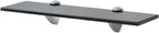Floating Shelf Set of 2, 15.7-inch Matte Black Tempered Glass Wall Shelves, Modern Minimalist Display Shelves for Living Room, Bedroom, Bathroom, Heavy Duty 22 lbs Capacity