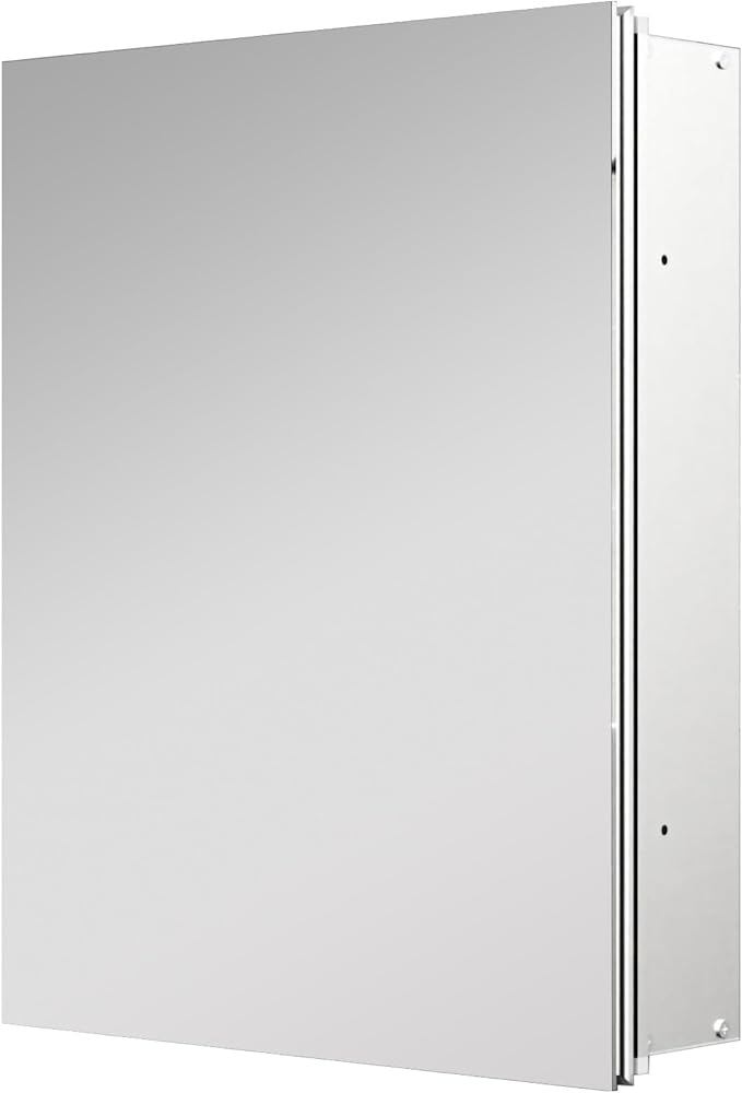 Bathroom Medicine Cabinet with Mirror, 16x20 Inch Small Mirror Cabinet, Assembly Needed, Aluminum Alloy Frame with Mirror, Surface or Recessed Medicine Cabinet with Removable Glass Shelves