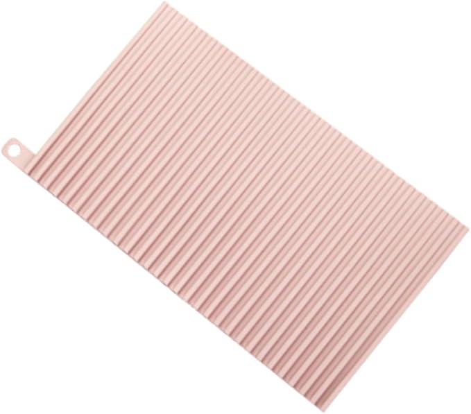 SECFOU Non-Slip Soft Silicone Laundry Washboard, Portable Foldable Household Washing Board for Hand Clothes Cleaning, Pink Small Size for Travel and Home Use
