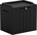 Greesum Outdoor Storage Box 31 Gallon Storage Box with Lid for Patio Furniture, Garden Tools, Pool Supplies, Waterproof and UV Resistant, Lockable, Dark Black