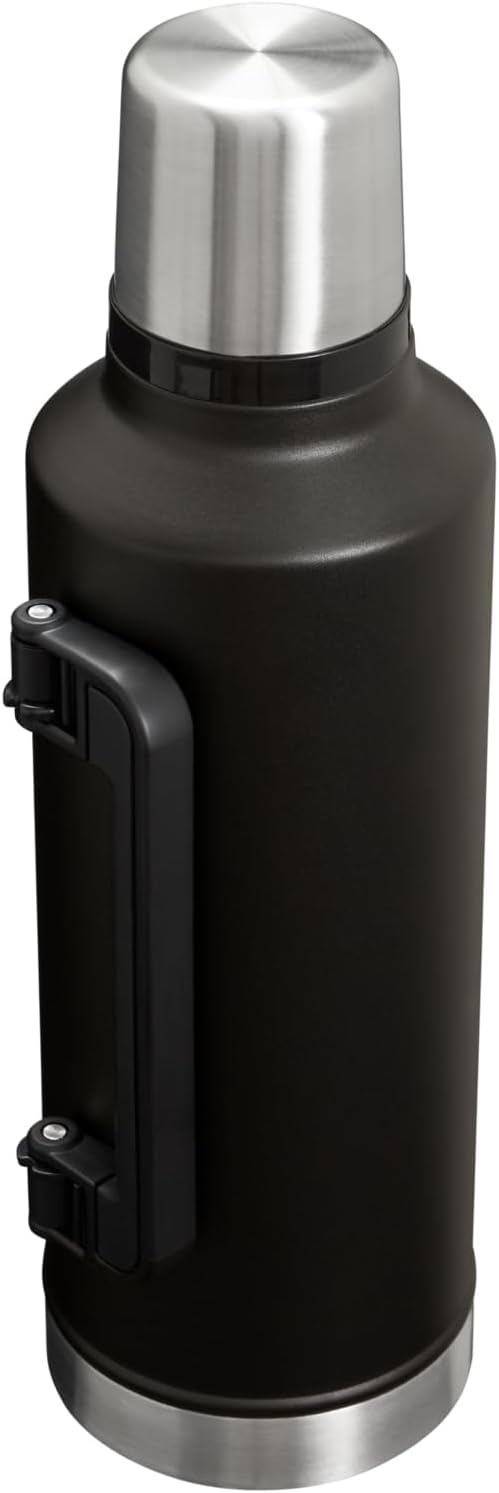 Stanley Classic Legendary Vacuum Bottle 2.5 qt | Wide Mouth with Leakproof Cup Lid | Keep Drinks Hot or Cold | Packable for Travel | Insulated Stainless Steel Thermal Bottle | BPA-Free | Black 2.0