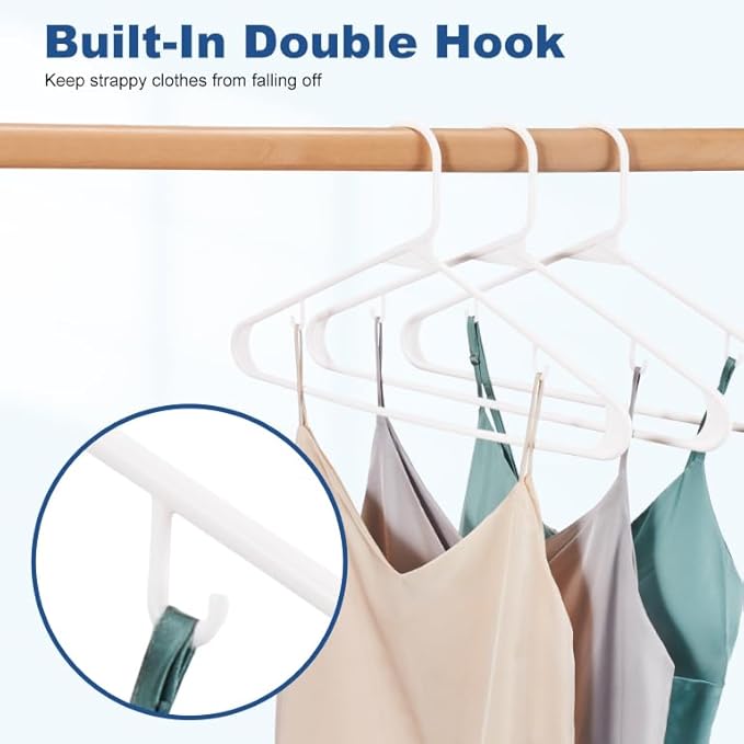 HOUSE DAY 500 Pack Plastic Clothes Hangers, Commercial Bulk Shipment for Business, Sturdy Durable Lightweight Hangers White Ideal for Retail Dry Cleaners Warehouses, Save Cost & Warehouse Space