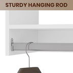 ROOMTEC Modular Closet System, 102" Wall-Mounted Closet Organizer with Hanging Rods, Modern Wooden Tower for Walk-In Closets, Wardrobe Storage Kit, White