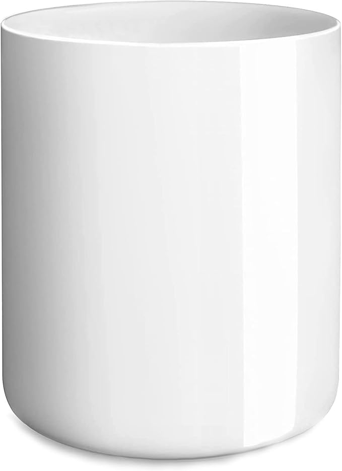 White utensil holder for Countertop, Glossy White Ceramic Utensil Holder for Kitchen Counter Easy to Clean, Modern Small Cooking Utensil Holder Spatula Crock for Décor, 4.5×6.4 IN