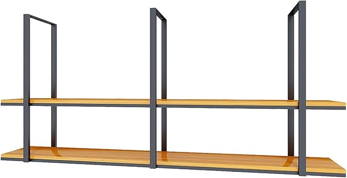 2-Tier Hanging Plant Shelves & Flower Pot Stand, Ceiling-Mounted Storage Rack, Floating Kitchen Organizer, Decorative Display Shelves & Wine Holder (110x30x80cm)
