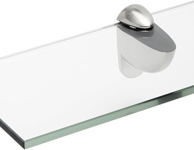 Spancraft Glass H-12x18-Brushed Steel Heron Glass Shelf, Brushed Steel, 12" x 18"