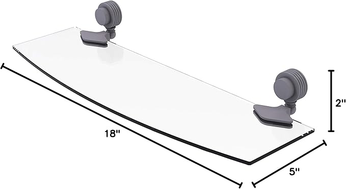 Allied Brass 433G/18 Venus Collection 18 Inch Groovy Accents Glass Shelf, Matte Gray
