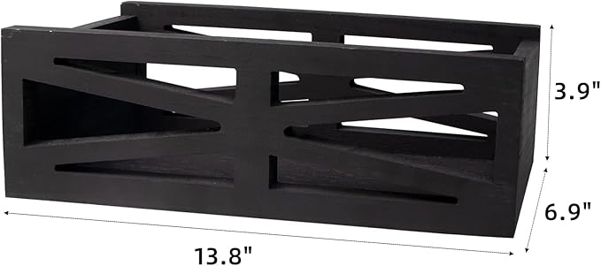 Rustic Wooden Bathroom Decor Box, Farmhouse Toilet Paper Basket (Black)