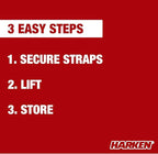 HARKEN Hoister Lightweight Cargo Carrier Overhead Garage Storage 4-Point Hoist System for 60lb Carriers, Kayaks, Canoes, Surf & Paddle Boards, Storage (60lb Capacity, 10ft Ceiling), Model 7801