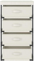 4 Tier Storage Organizer with Removable Fabric Baskets, Cream Steel Frame Shelving Unit for Bedroom Closet Organization, Home Office Storage Solution