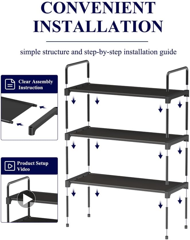 Kitsure Shoe Rack for Closet, Sturdy Shoe Storage for Entryway, Space-Saving Shoe Rack Small and Shoe Shelf, 27.6" Wide, Black