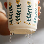 WAIT FLY Vintage Flower Porcelain Kitchen Utensil Holder with Bottom Flatware Storage Organizer Utensil Crock for Countertop Kitchen Counter Decor