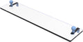 Allied Brass MA-1/22-FTB Mambo 22 Inch Glass Vanity Shelf with Beveled Edges, Flat Troll Blue