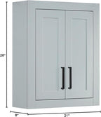 ARIEL Bathroom Wall Cabinet 26" H x 21" W x 8" D - Closed Door - Grey