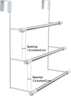 3-Tier Over The Door Towel Rack, Durable Stainless Steel 16 Inch Towel Hanger & Holder, No Drilling Tool-Free Install, Fits 1.5 Inch Standard Bathroom/Shower Door, Space Saving Hanging Storage
