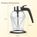 200ml Honey Dispenser with Stand, Premium No Drip Design Syrup Dispenser, Elegant Diamond Shape with Stainless Steel Top Glass Honey Dispenser, for Maple Syrup, Cooking Oil, Seasonings