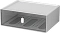 Desktop Storage Drawers, Plastic Desk Organizer with 1 Large Drawer, Modular Stackable Toolbox Units for Office Stationary, Makeup Container, Bathroom Countertop (1 Tall Layer, White & Clear)