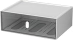 Desktop Storage Drawers, Plastic Desk Organizer with 1 Large Drawer, Modular Stackable Toolbox Units for Office Stationary, Makeup Container, Bathroom Countertop (1 Tall Layer, White & Clear)