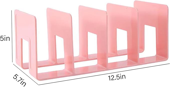 2PCS Acrylic File Organizer for Desk, Desktop Document/Mail Organizer, 4 Compartments Plastics Invisible Bookshelf Floating (12.5" x 5.7" x 5", Pink)