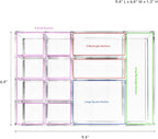 Isaac Jacobs 12-Compartment Clear Acrylic Drawer Organizer (9.4" L x 6.4" W x 1.3" H), Multi-Sectional Tray & Storage Solution for Makeup, School & Office Supplies, Bathroom, Kitchen