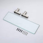 KES Bathroom Shelf, Tempered Glass Shelf 14 Inch 8MM-Thick Wall Mount Rectangular, Brushed Nickel Bracket, BGS3201S35-2