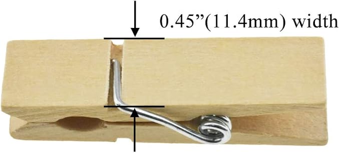 HAHIYO Wooden Clothes Pins Clothespins Wide Do NOT Fall Apart 1.77 inches Length 40 Pack Sturdy Strong Springs No Rust No Discoloration for Laundry Bathroom DIY Craft Photos Food Opened Bags