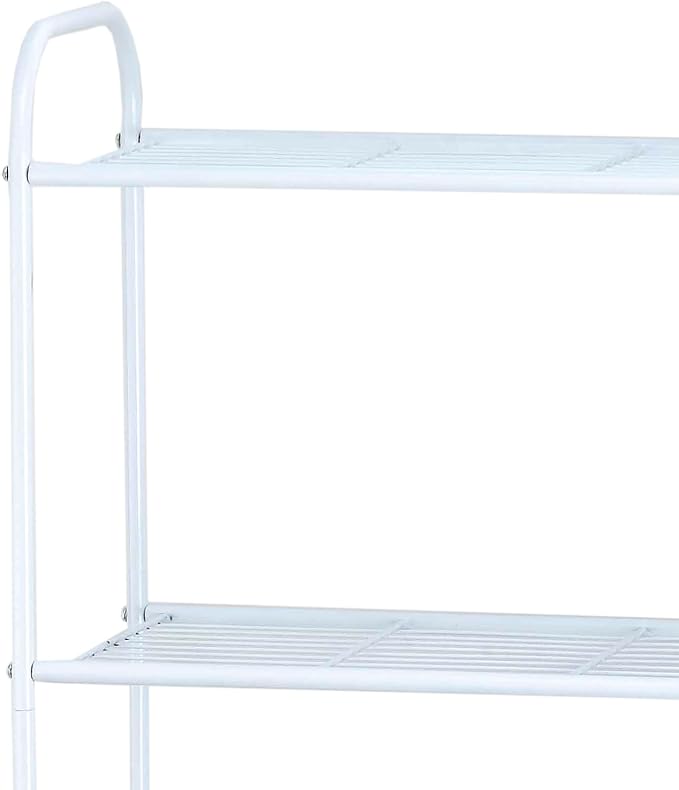 Home Basics 2 Tier Over The Toilet Bathroom Space Saver, Metal Bathroom Shelf Storage Unit, Anti-rust, White