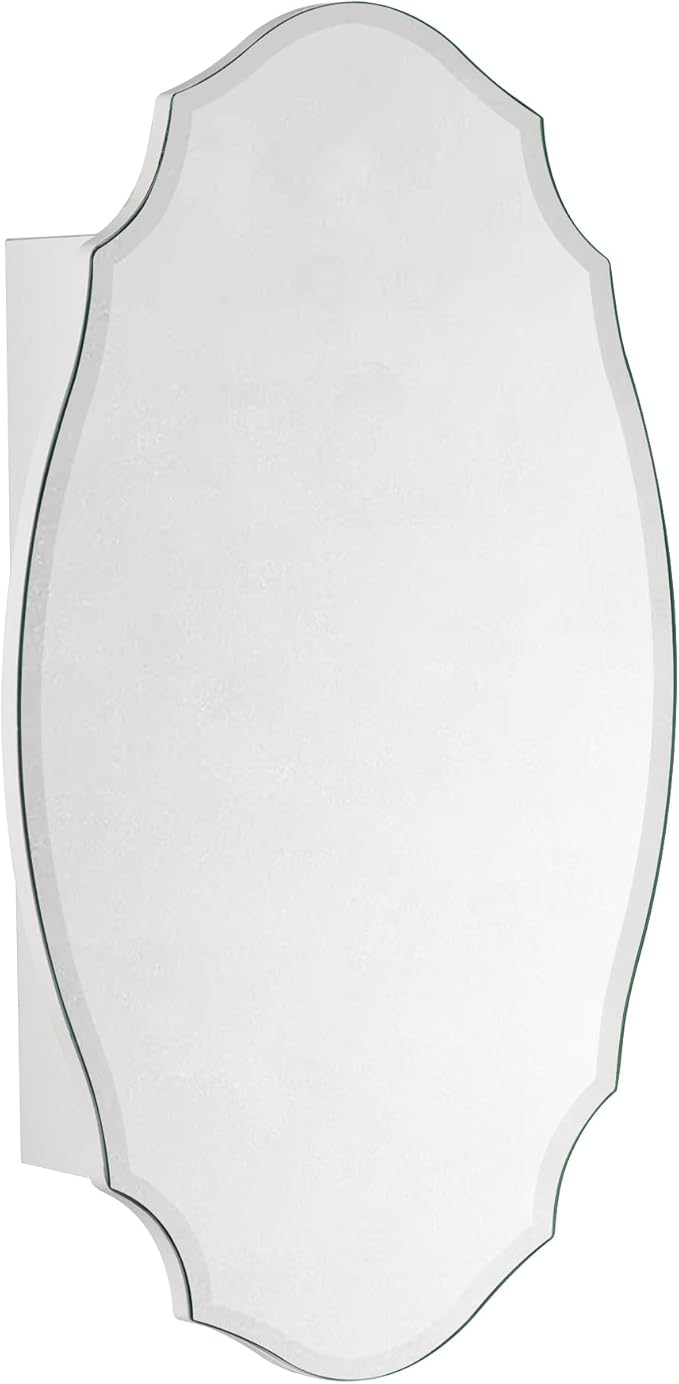 TOMACE Frameless Assymetrical Oval Medicine Cabinet with Beveled Mirror Irregular Surface Bathroom Medicine Cabinet Mirror with Storage for Bathroom, 20'' W x 30'' H