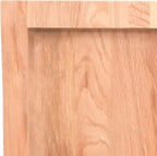 vidaXL Countertop-Treated Solid Oak Wood-Bathroom Vanity Top-Deskl Natural Light Brown-Live Edge Design-Measures 23.6"x23.6"x(0.8"-1.6")